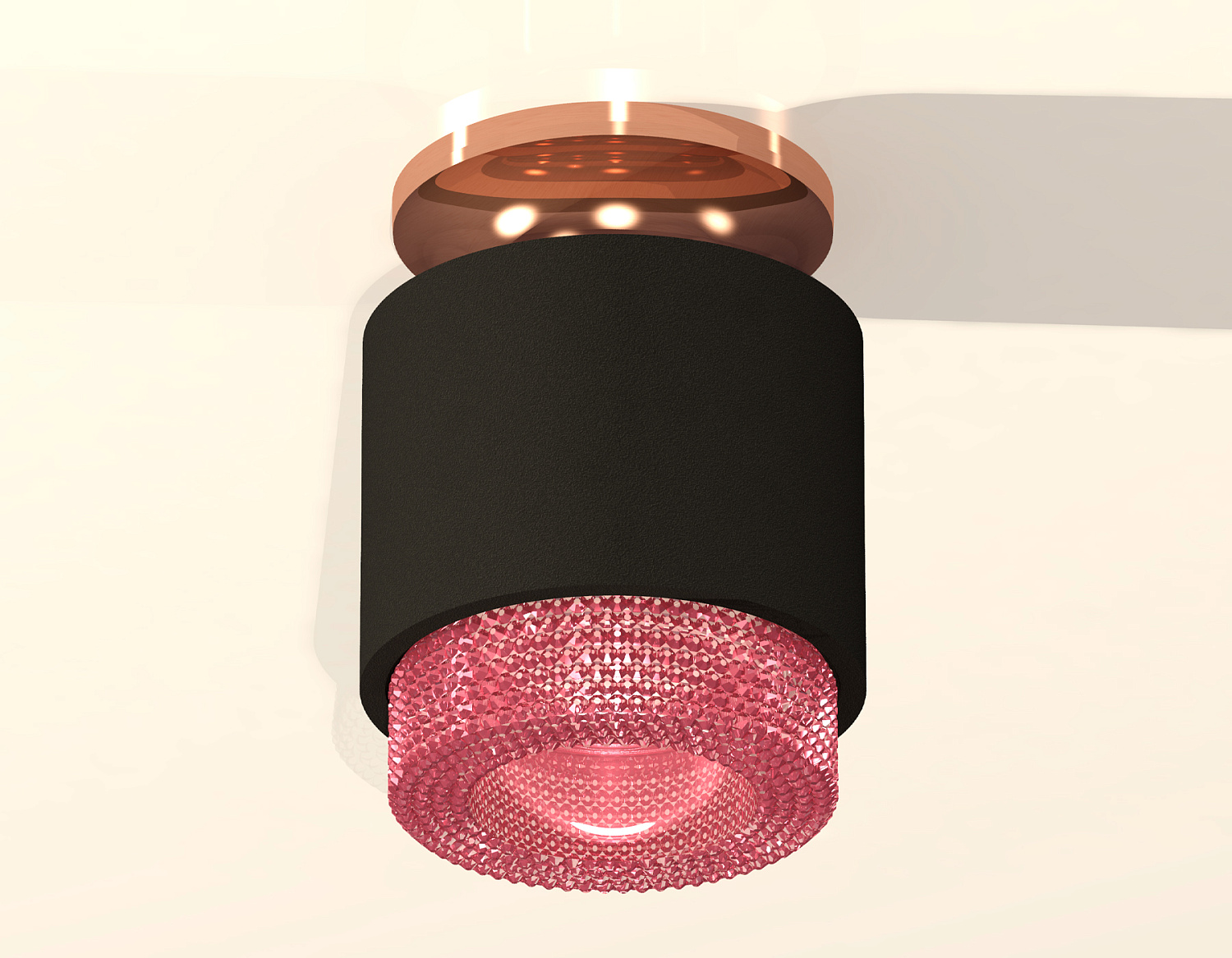 Комплект накладного светильника с композитным хрусталем XS7511142 SBK/PPG/PI черный песок/золото розовое полированное/розовый MR16 GU5.3 (N7930,C7511,N7193)