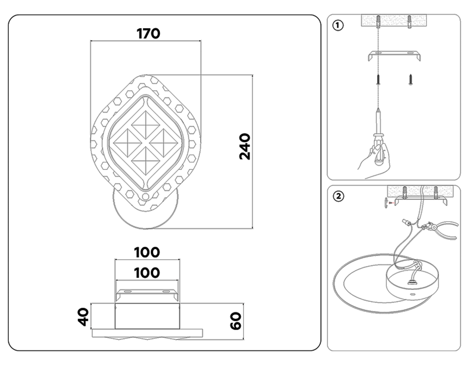 Настенный светодиодный светильник с хрусталем FA279 CH хром 12W 240*170*60
