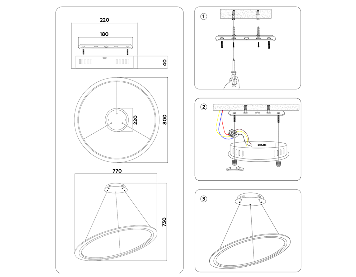Управляемый светодиодный светильник FA4345 WH белый 68W 3000K/4200K/6400K D770*730 (ПДУ РАДИО 2.4G)
