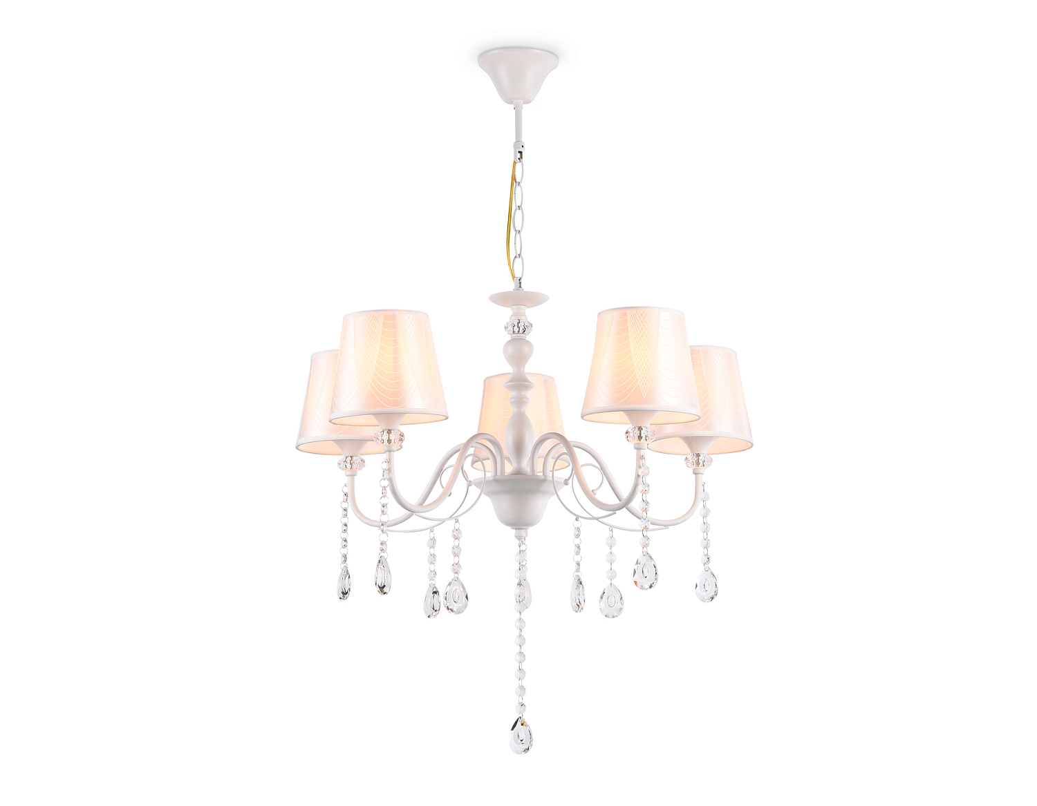 Подвесная люстра с абажуром и хрусталем TR4603/5 WH белый E27/5 max 40W D620*865