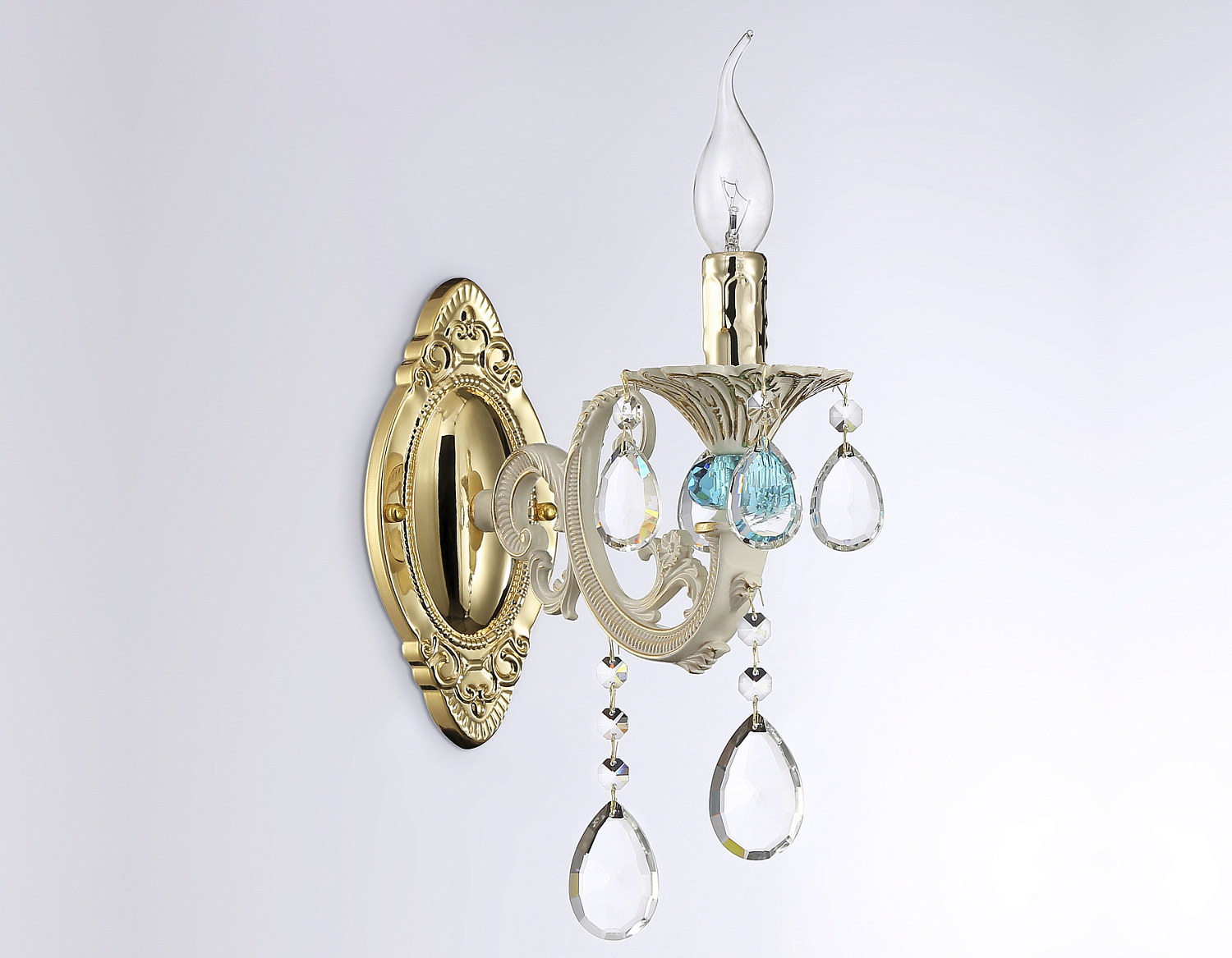 Настенный светильник с хрусталем TR4932 GD/WH/CL золото/белый/прозрачный E14 max 40W 400*120*270