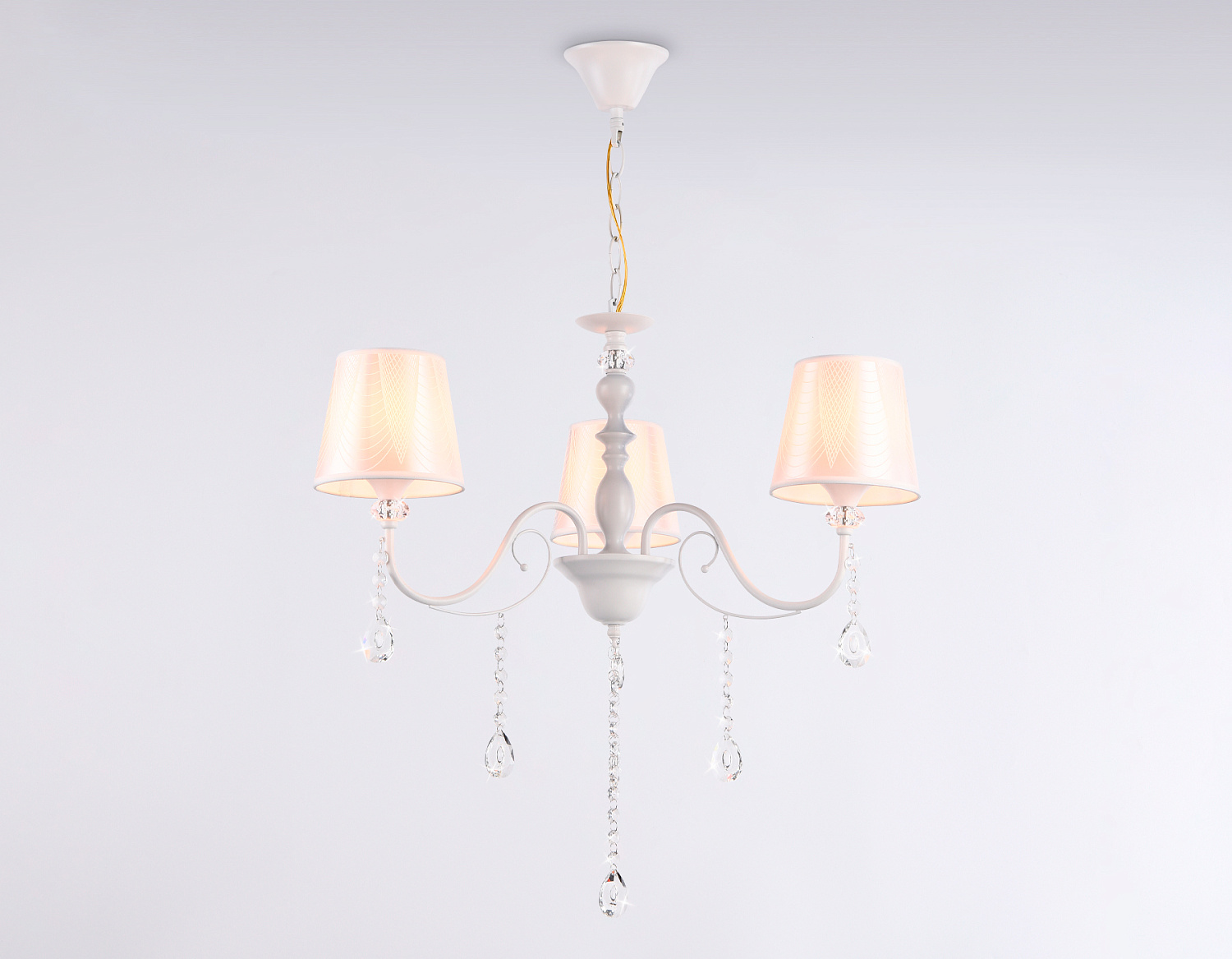 Подвесная люстра с абажуром и хрусталем TR4601/3 WH белый E27/3 max 40W D620*865