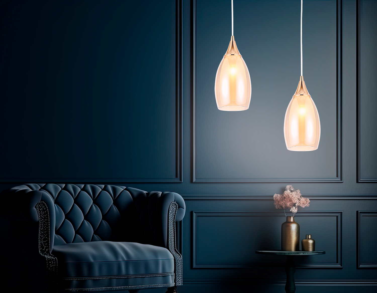 Подвесной светильник TR3543 GD/TI золото/янтарь E14 max 40W D130*1000