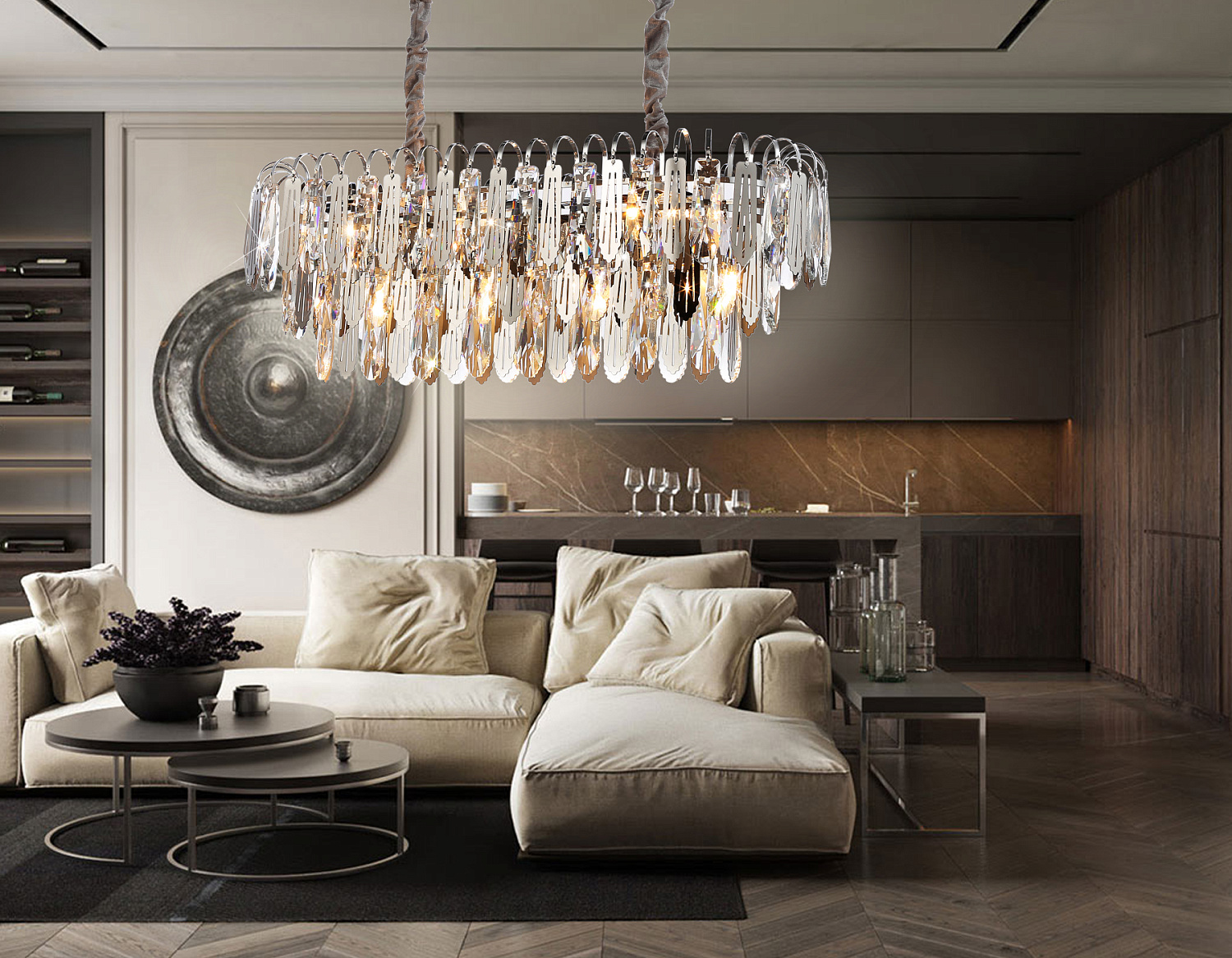 Подвесная люстра с хрусталем TR5259/10 CH/CL хром/прозрачный E27*10 max 40W 800*300*270