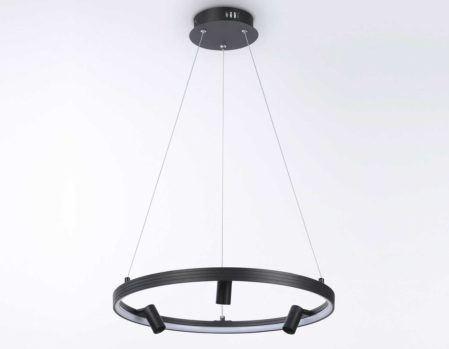 Подвесной светодиодный светильник с пультом FL5284/1+3 BK черный 50W 3000K/4200K/6400K+4200K D500*1200 (ПДУ ИК)