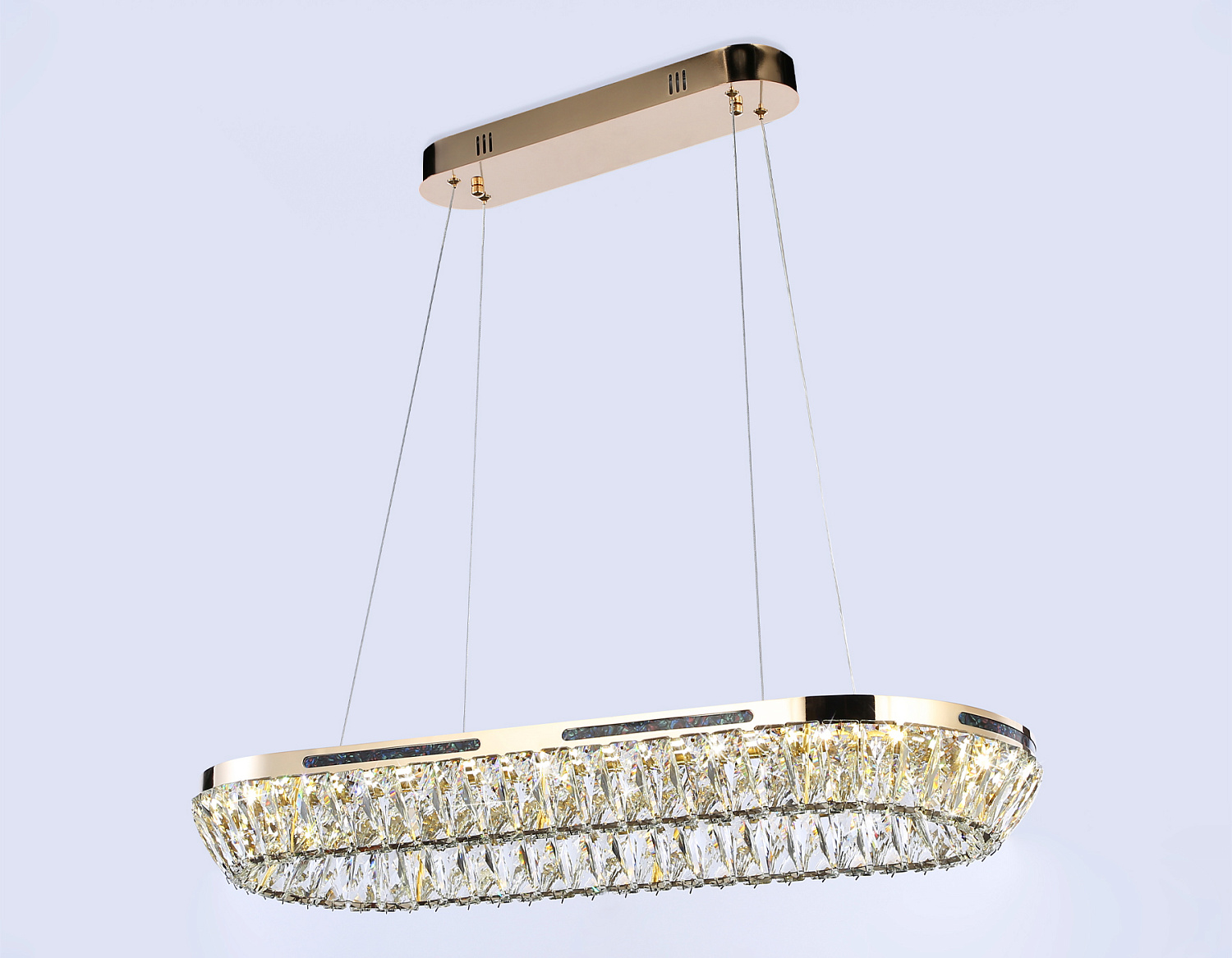 Подвесная светодиодная люстра с хрусталем TR5025 FGD/CL золото/прозрачный 3000K/4200K/6400K 61W 800*300*440 (Без ПДУ)
