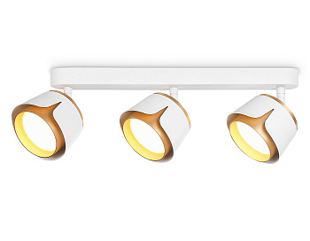 Настенно-потолочный поворотный спот со сменной лампой GX53 TN71235/3 WH/GD белый/золото GX53/3 380*100*147