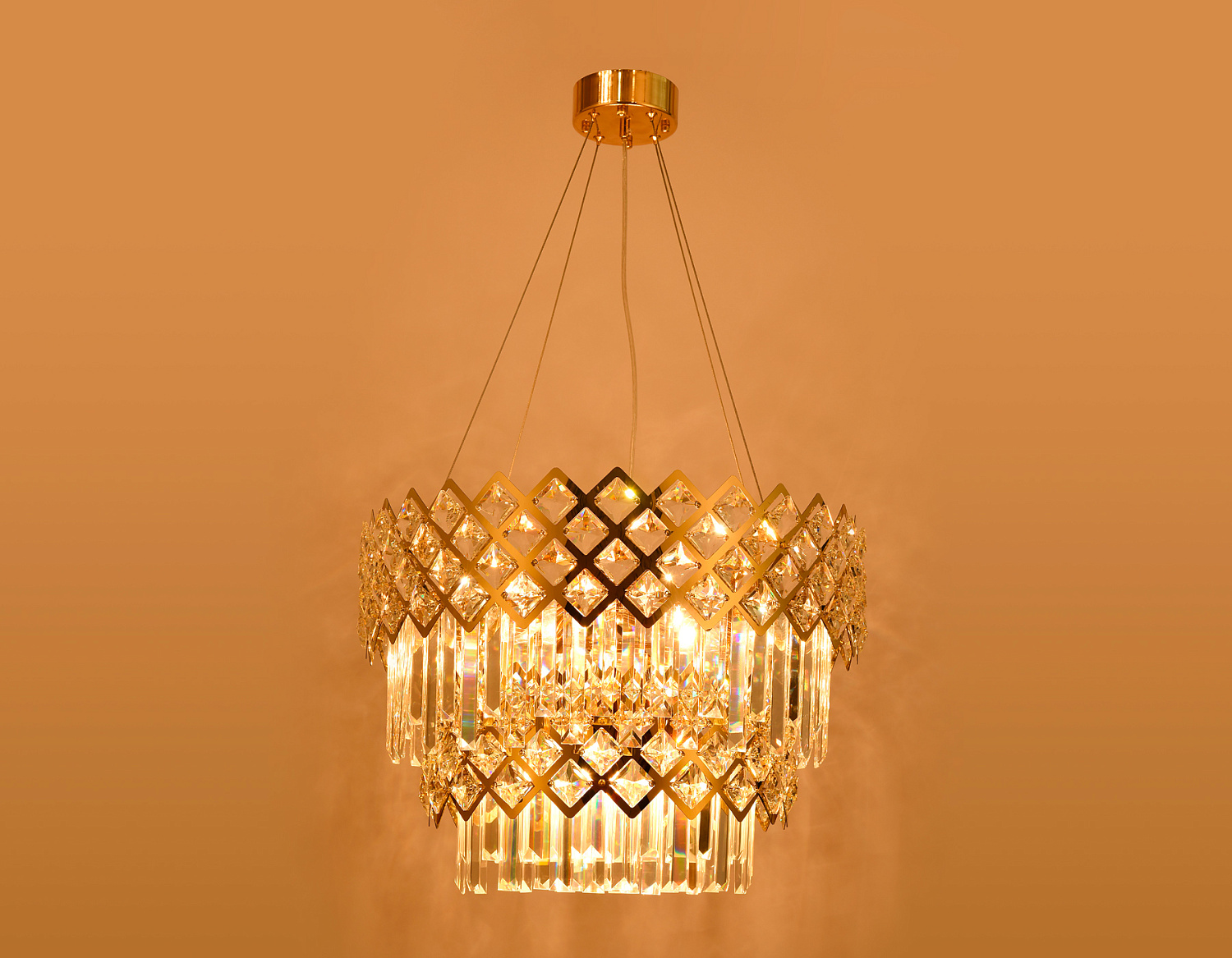 Подвесная люстра с хрусталем TR5275/8 GD/CL золото/прозрачный E14/8 max 40W D520*880