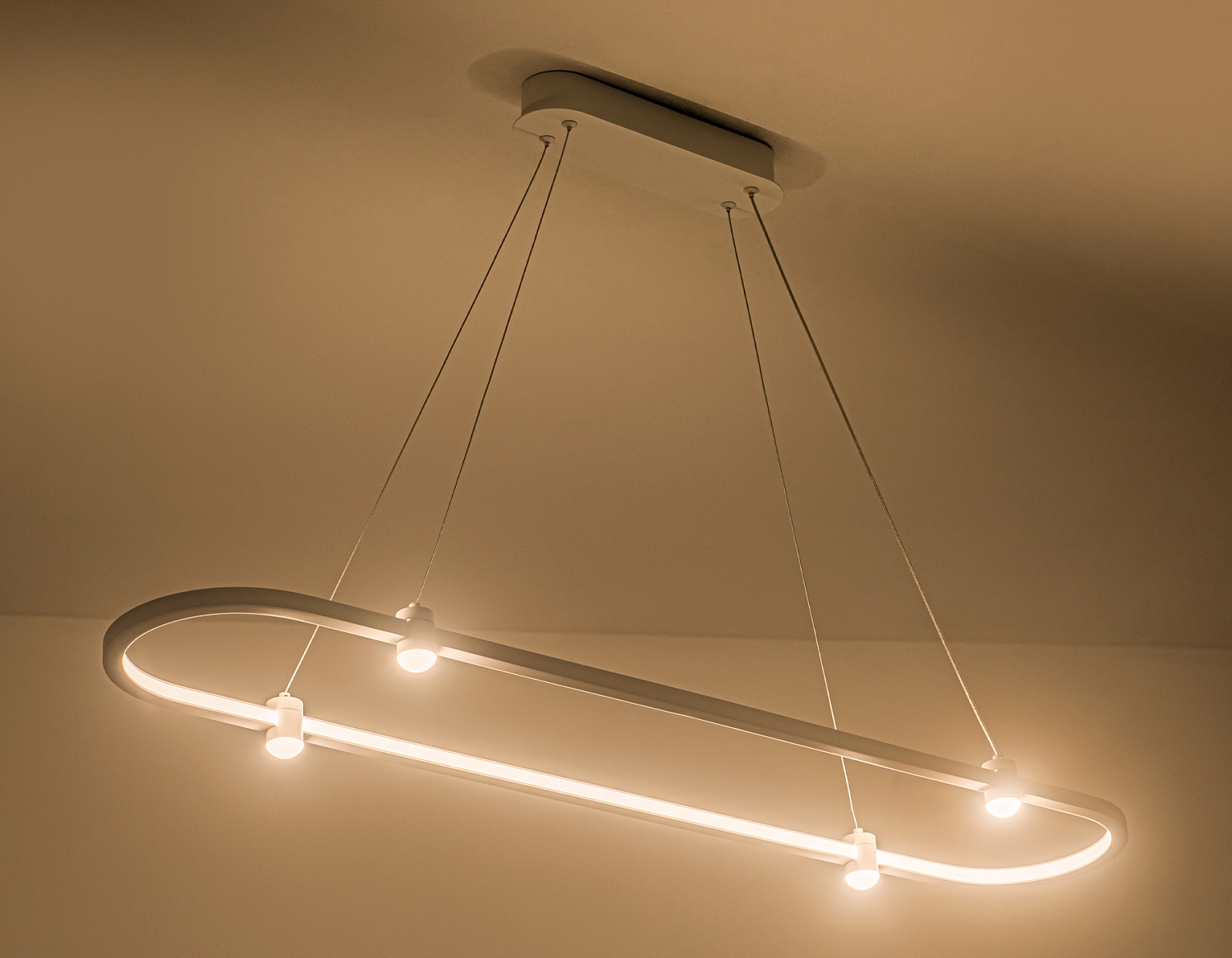 Подвесной светодиодный светильник FL5588/1+4 WH белый 30W 3000K/4200K/6400K 1000*200*1300 (без ПДУ)