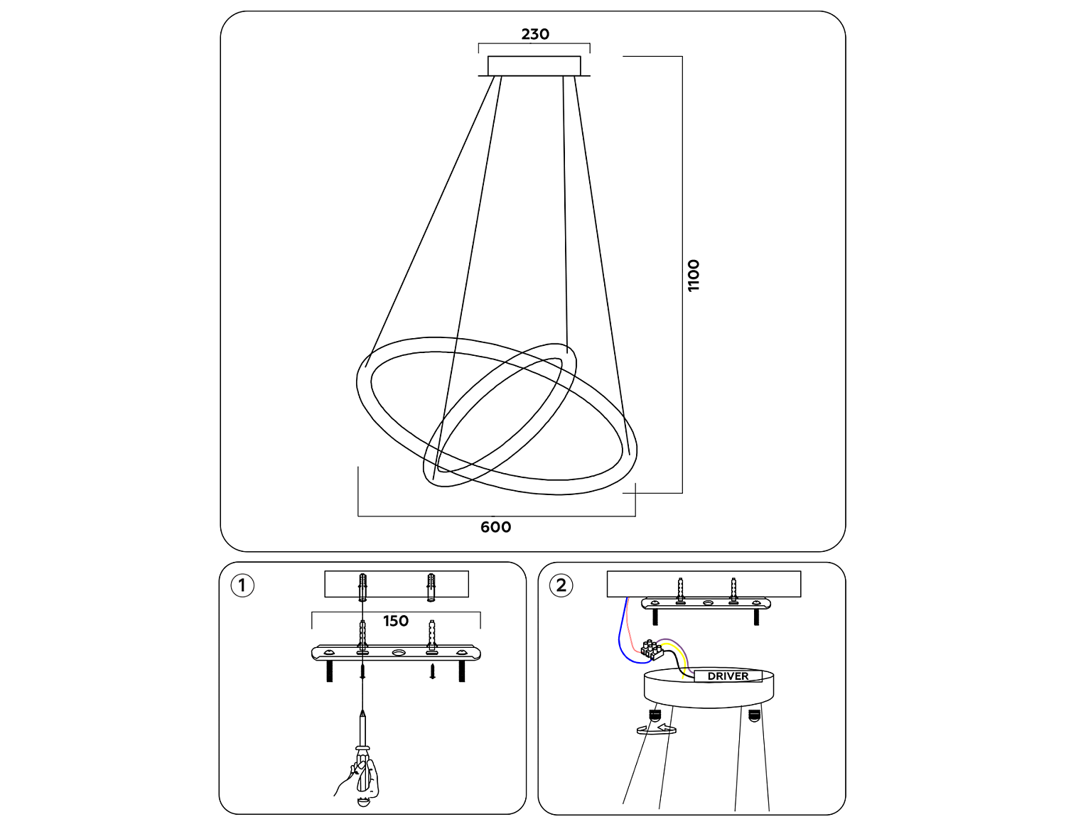 Подвесной светодиодный светильник с пультом FL407 WH белый 84W D600*1100 (ПДУ РАДИО 2.4)