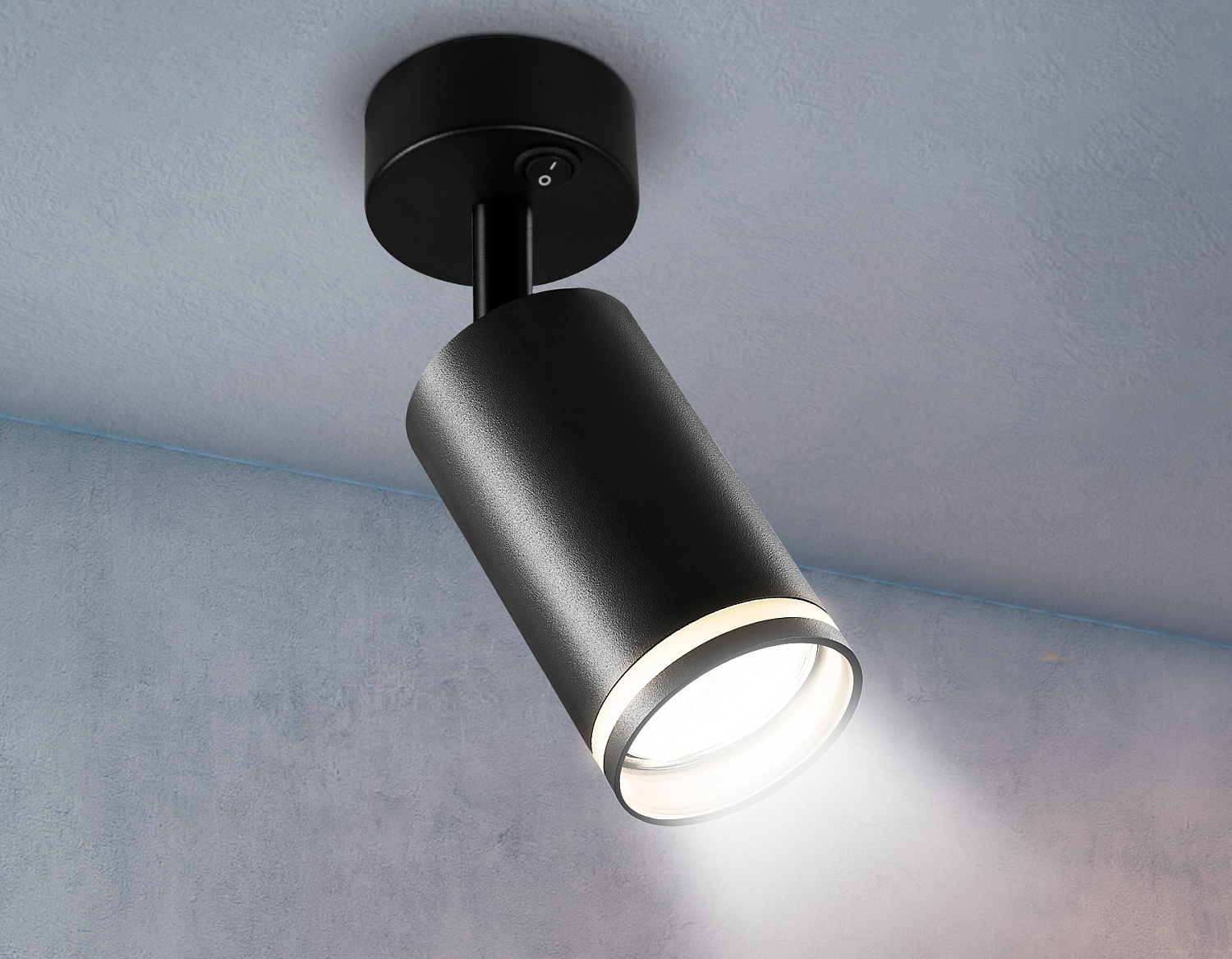 Накладной спот с выключателем TA121 BK черный GU10 max 12W D70*164*D55