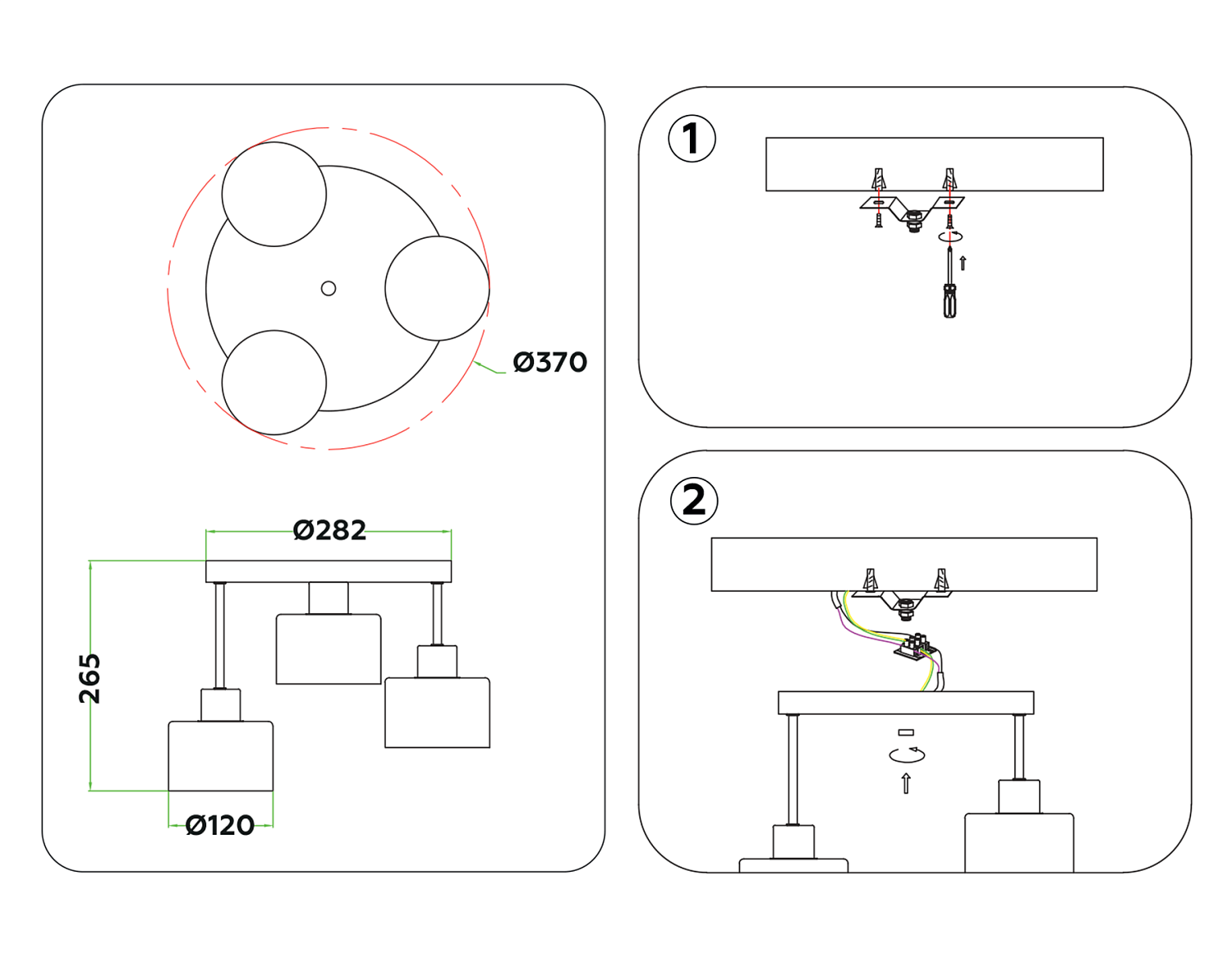 Подвесной светильник в стиле лофт TR8121/3 BK/BS черный/латунь E27*3 max 40W D370*265