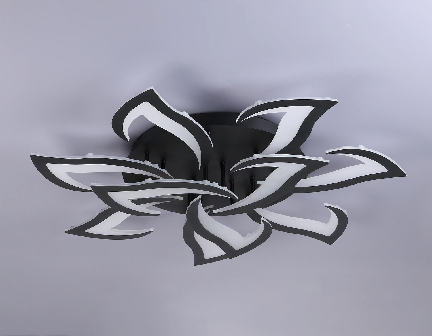 Потолочный светодиодный светильник с пультом FA4474/7+3 BK черный 112W 3000+6400K/4200K/6400+3000K D850*120 (ПДУ ИК)