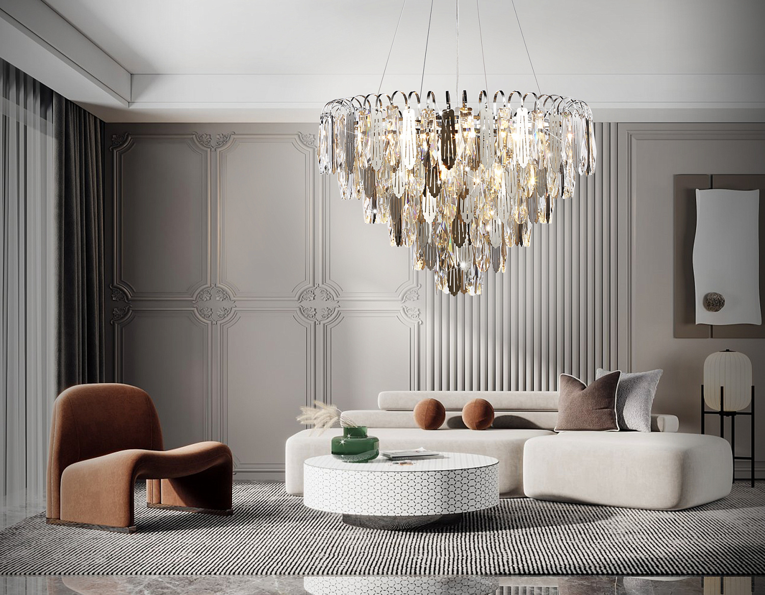 Подвесная люстра с хрусталем TR5257/11 CH/CL хром/прозрачный E27*11 max 40W D600*400