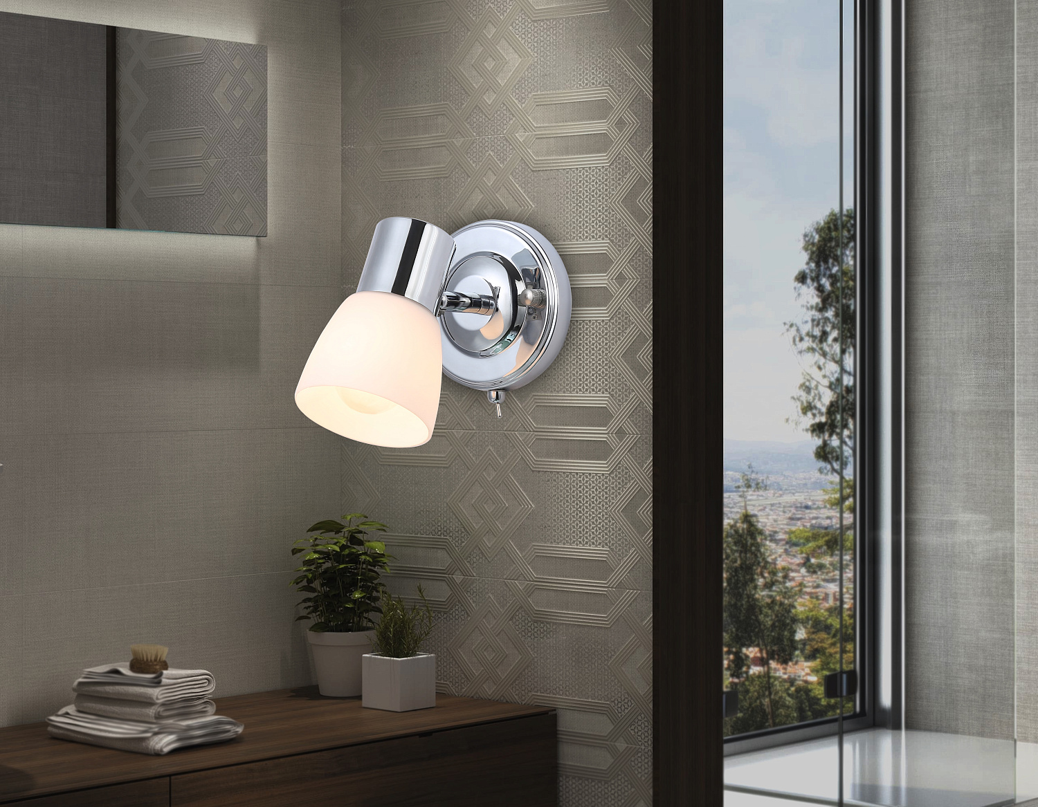 Накладной спот с выключателем TR3961 CH/FR хром/белый матовый E27 max 40W 118*105*200