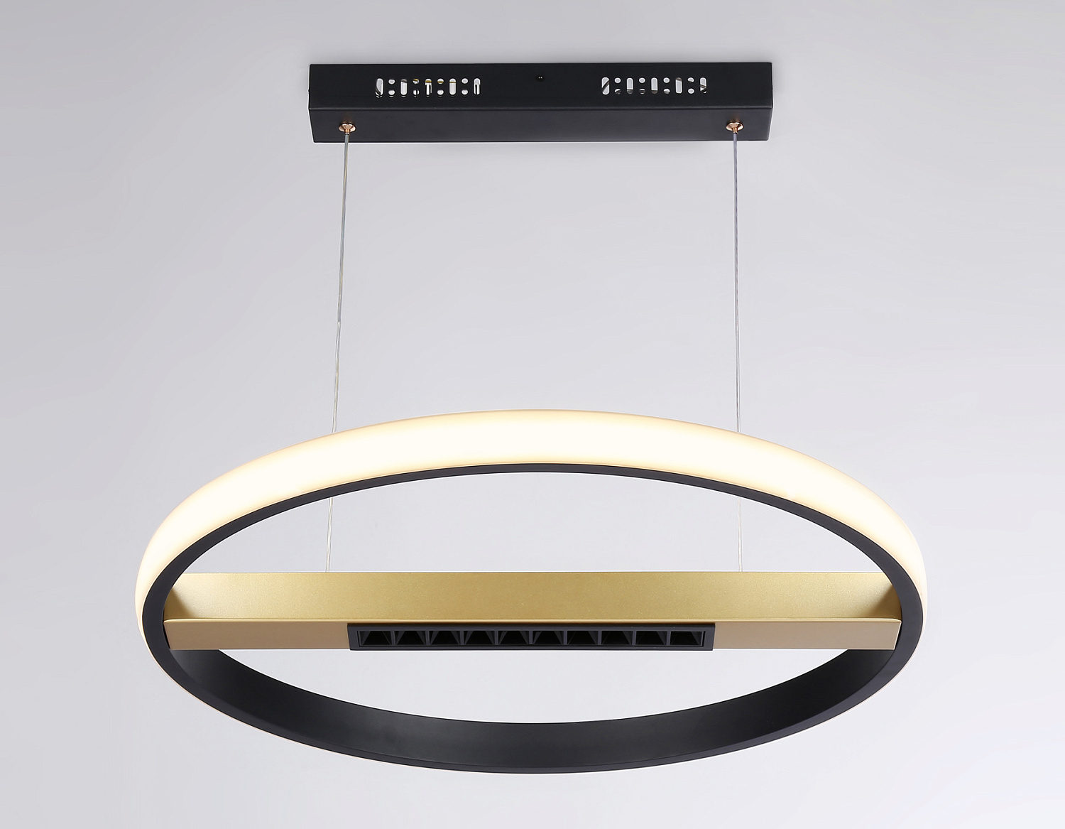 Подвесной светодиодный светильник с пультом управления FL51489 BK/GD черный/золото 62W 3000K-6400K D600*1000 (ПДУ ИК)