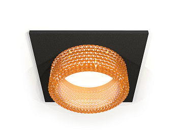 Комплект встраиваемого светильника с композитным хрусталем XC6521044 SBK/CF черный песок/голубой MR16 GU5.3 (C6521, N6154)