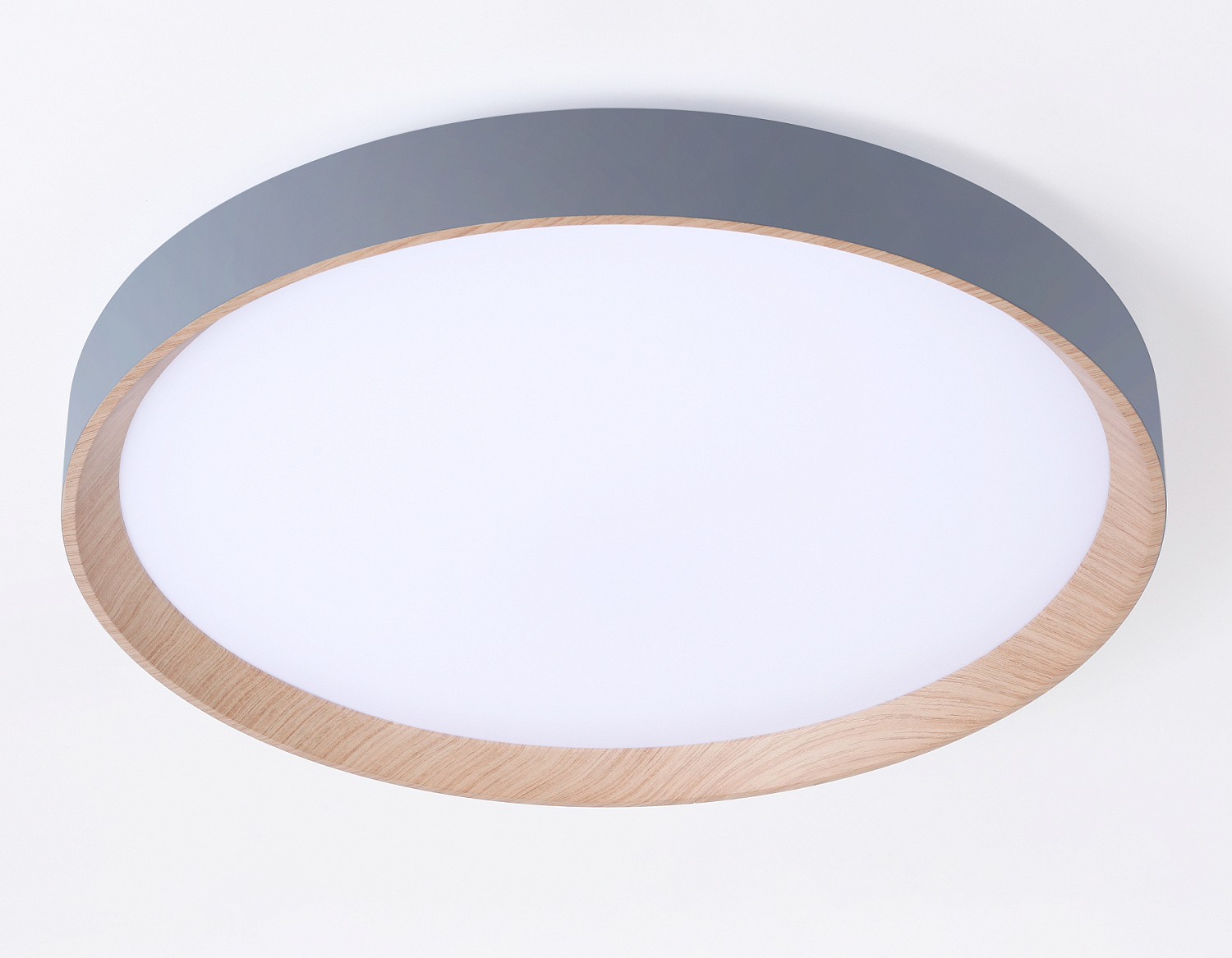 Потолочный светодиодный светильник с пультом FZ1322 GR/LWD серый/светлое дерево IP20 60W D490*80 (ПДУ ИК)