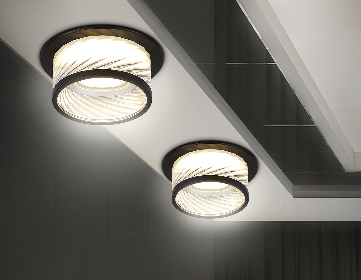 Встраиваемый светильник из стекла TN1252 SBK/CL черный песок/прозрачный GU5.3 D98*58