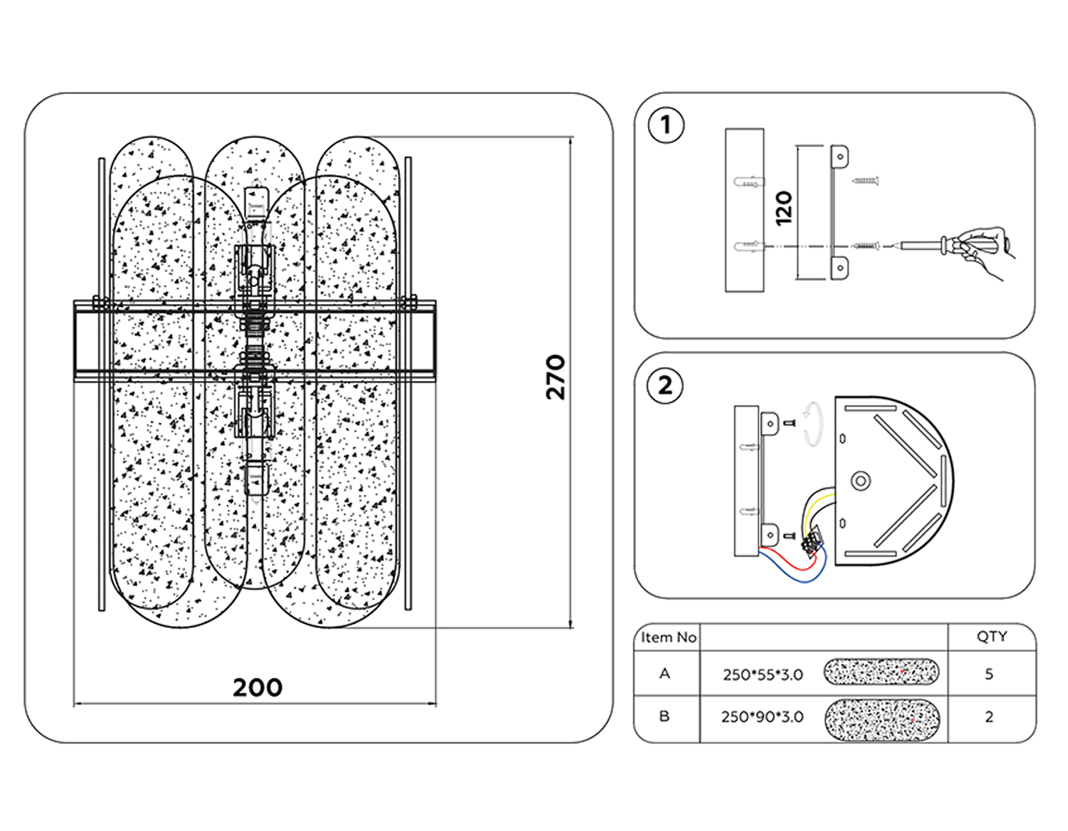 Настенный светильник с хрусталем TR5337/2 CH/FR хром/матовый G9/2 max 40W 270*200*140