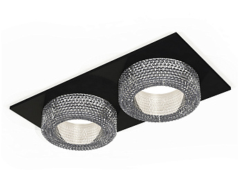 Комплект встраиваемого светильника с композитным хрусталем XC7636020 SBK/CL черный песок/прозрачный MR16 GU5.3 (C7636, N7191)