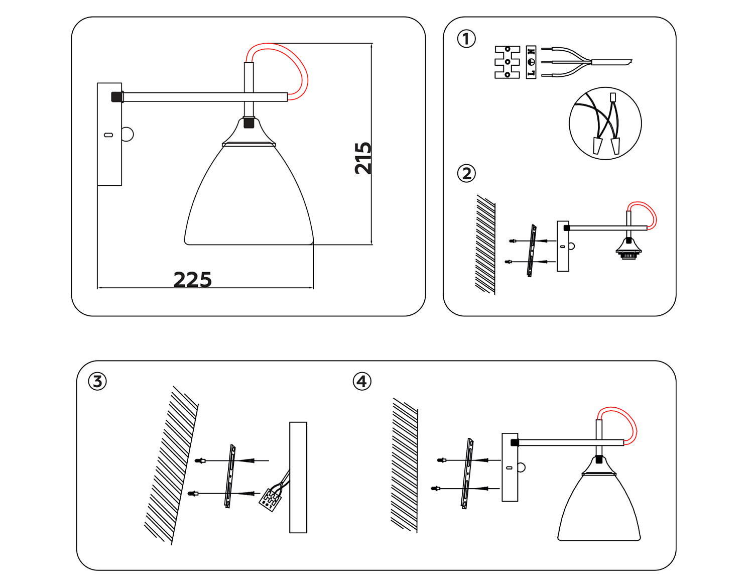 Настенный светильник TR3045 CH/FR хром/белый матовый E27 max 40W 215*135*225