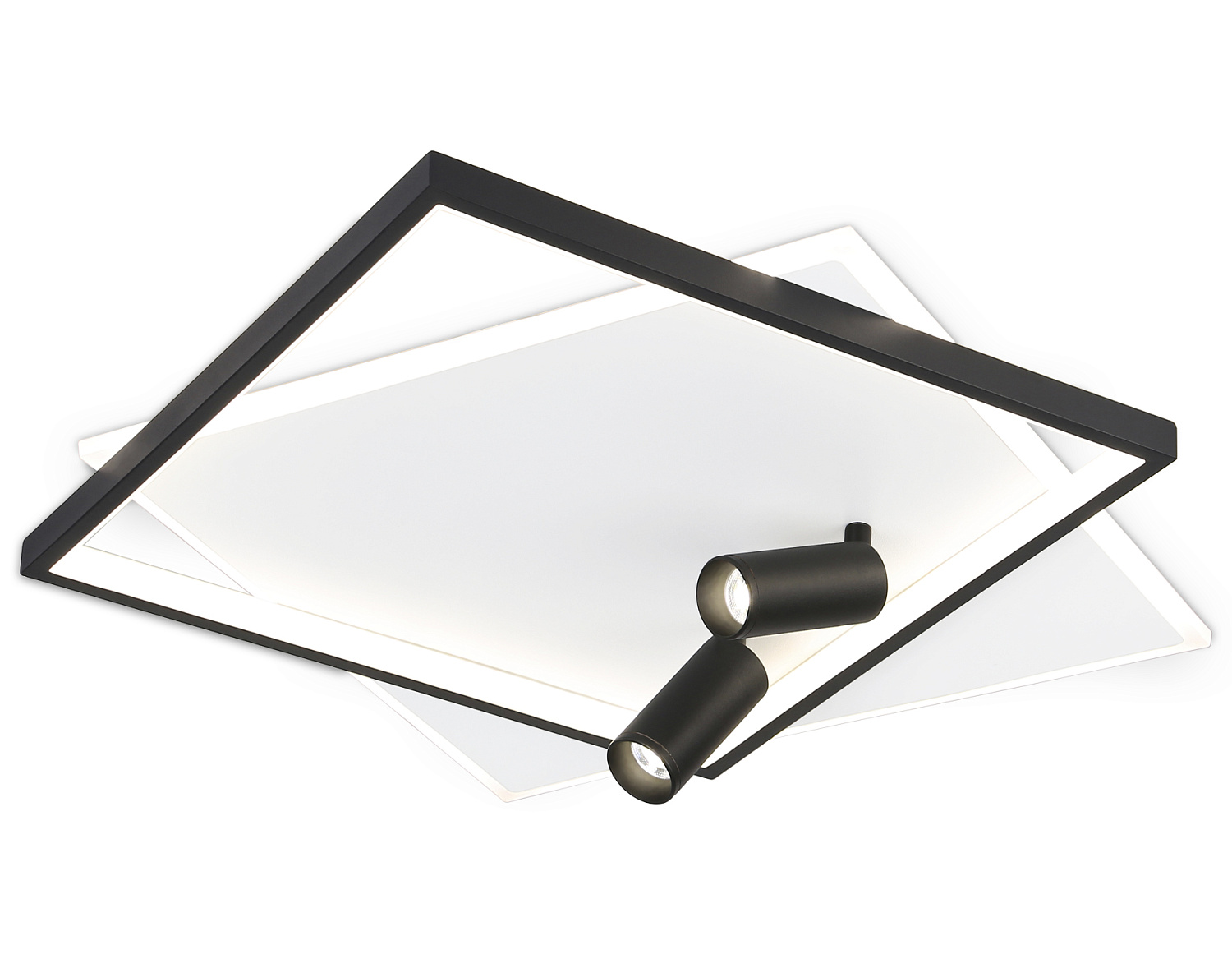 Настенно-потолочный светодиодный светильник с пультом FL5138/2+2 WH/BK белый/черный 77W 3000K/4200K/6400K+4200K 505*493*130 (ПДУ ИК)