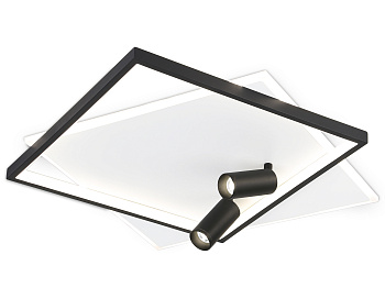 Настенно-потолочный светодиодный светильник с пультом FL5138/2+2 WH/BK белый/черный 77W 3000K/4200K/6400K+4200K 505*493*130 (ПДУ ИК)