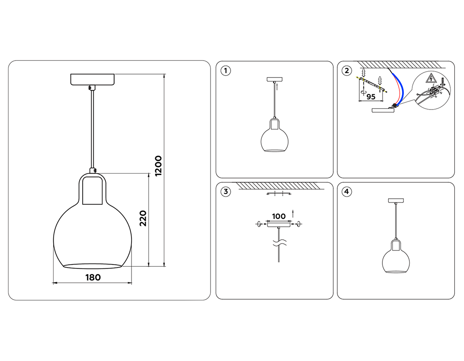 Подвесной светильник TR3516 CH/SM хром/дымчатый E27 max 40W D180*1200