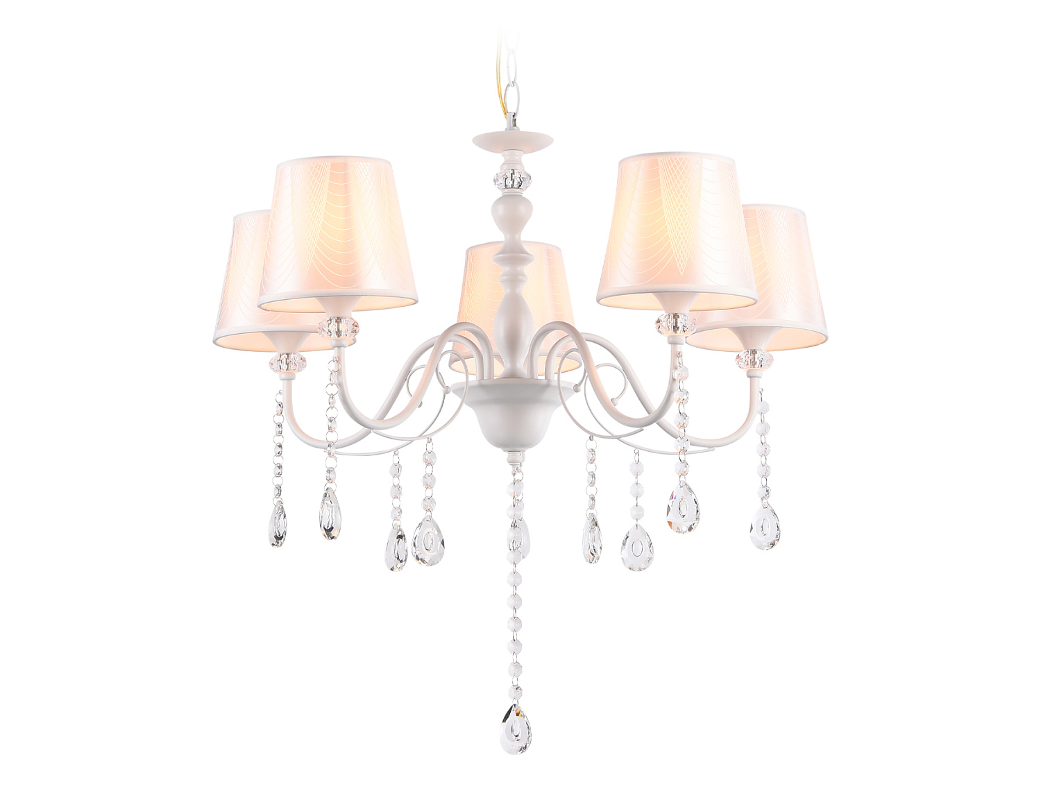 Подвесная люстра с абажуром и хрусталем TR4603/5 WH белый E27/5 max 40W D620*865