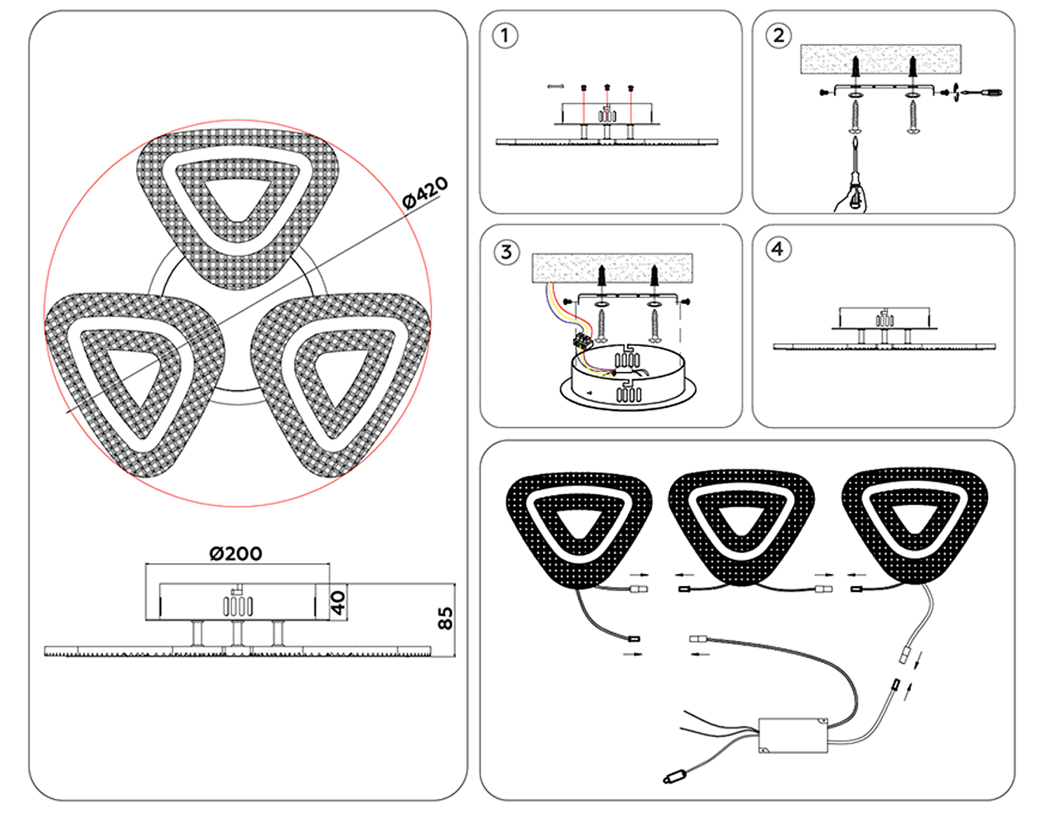 Потолочный светодиодный светильник с пультом FA4018/3 WH белый 62W 3000K+6400K/4200K/6400K+3000K D420*85 (ПДУ ИК)