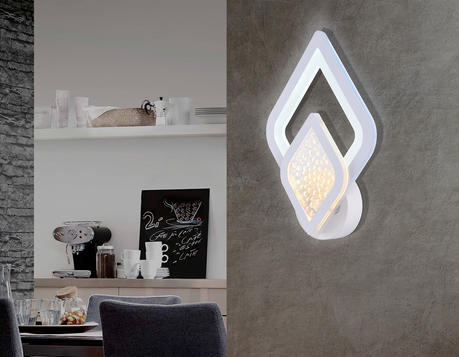 Настенный светодиодный светильник с акрилом FA4289 WH белый 3000K/4200K/6400K 21W 290*190*60