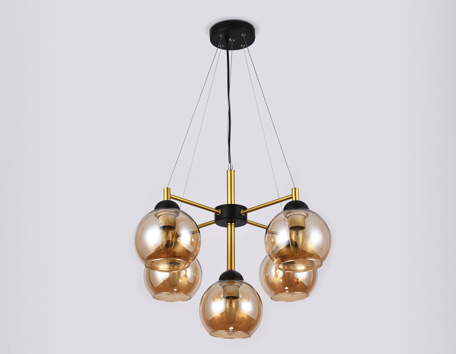 Подвесная люстра TR9026/5 BK/TI черный/янтарь E27 max 40W D580*600