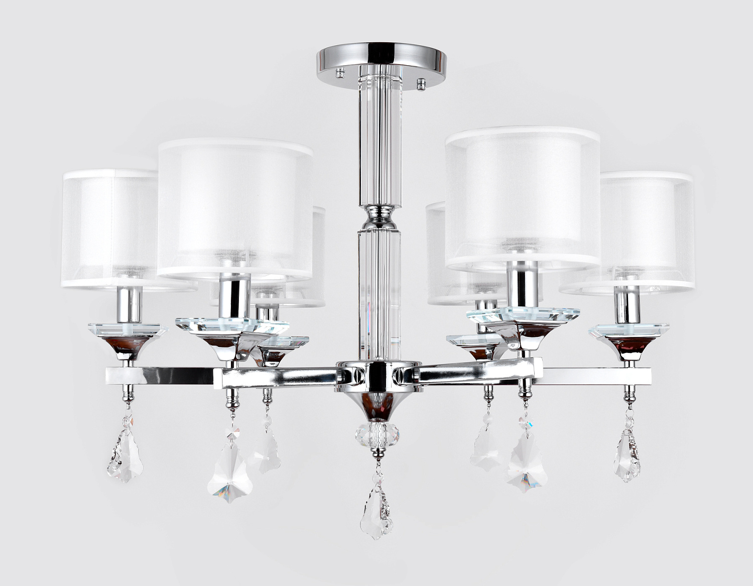 Подвесная люстра с хрусталем TR4533/6 CH/WH хром/белый E14/6 max 40W D700*560