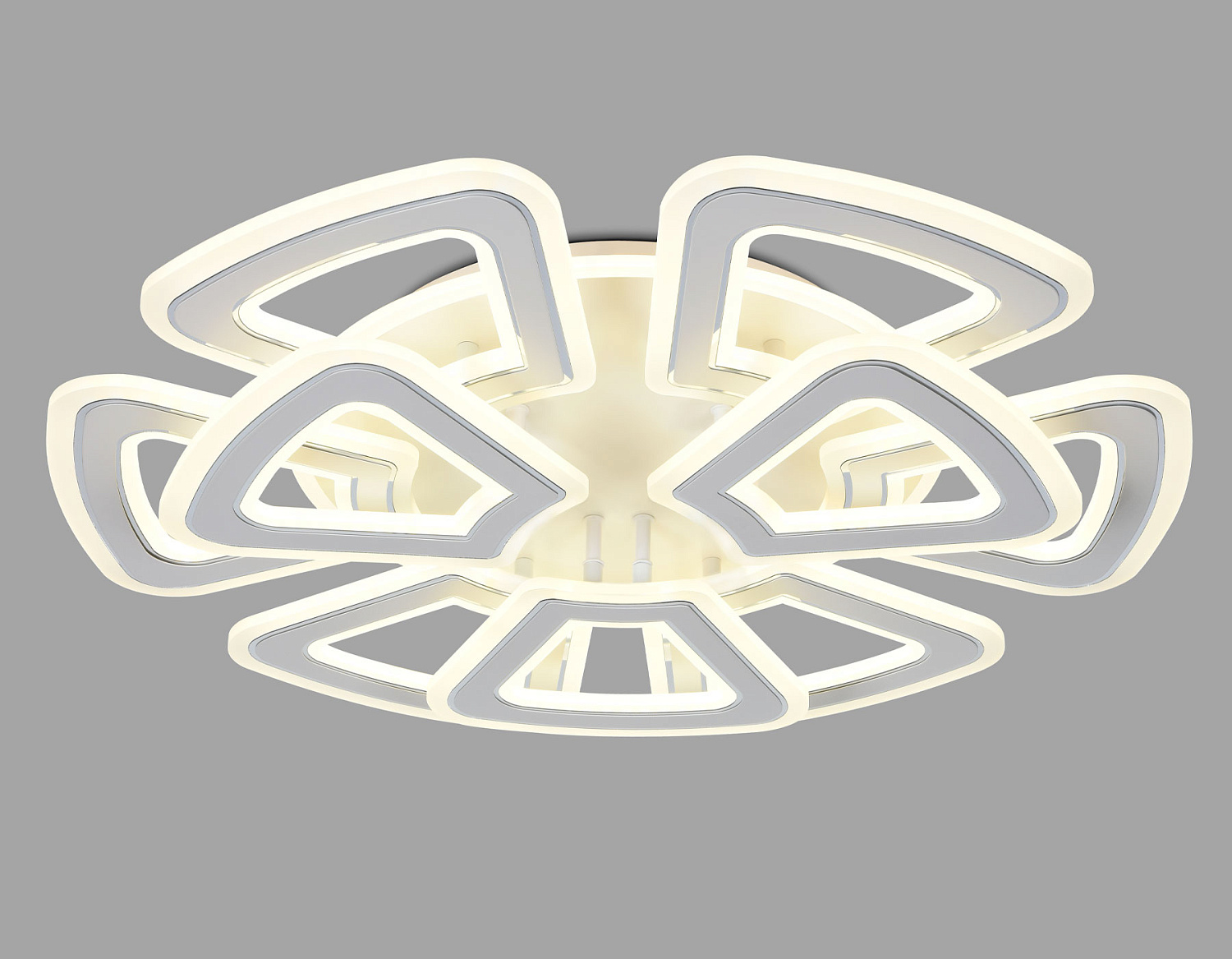 Управляемый светодиодный светильник FA8892/6+3 WH/CH белый/хром 210W 3000K/4200K/6400K 650*640*130 (ПДУ РАДИО 2.4G)