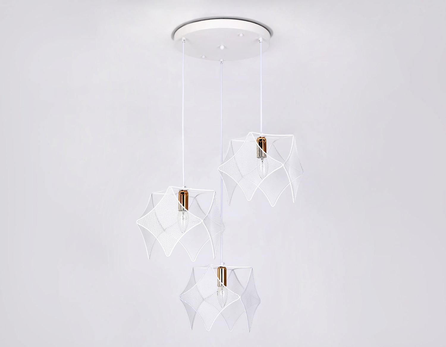 Подвесной светильник в стиле лофт TR8426/3 WH/GD белый/золото E14/3 max 40W D510*1000