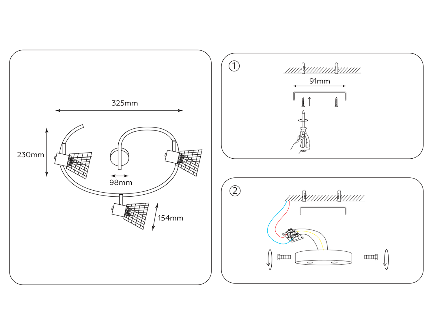Настенно-потолочный спот в стиле лофт TR8605/3 WH/GD белый/золото E27*3 max 40W D325*230