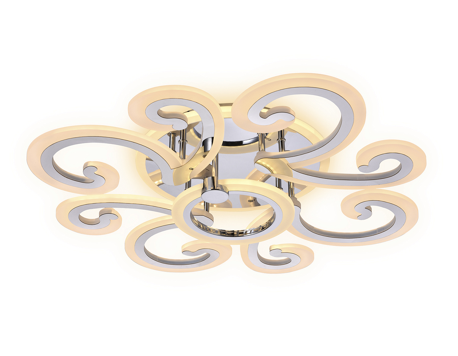 Потолочный светодиодный светильник с пультом FA5146/8+1 CH хром 112W D620*130 (ПДУ РАДИО 2.4G)