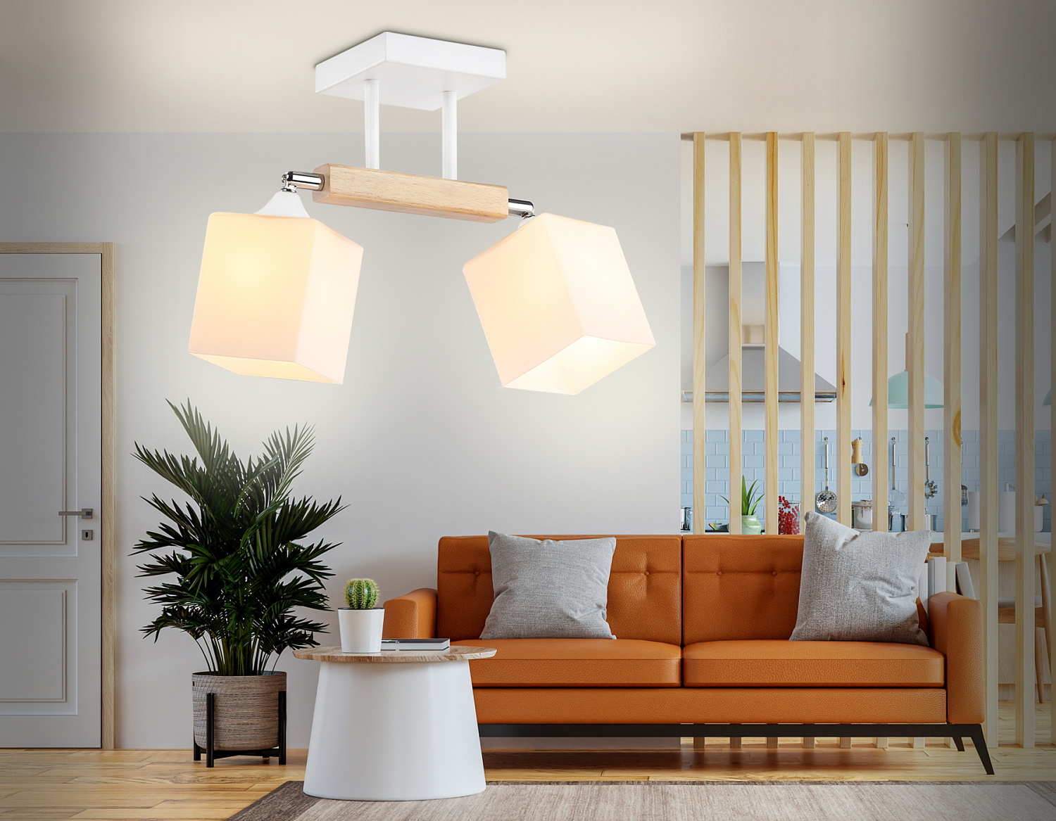 Подвесной светильник TR9511/2 WH/CH/FR белый/хром/белый матовый E27*2 max 40W 517*100*246