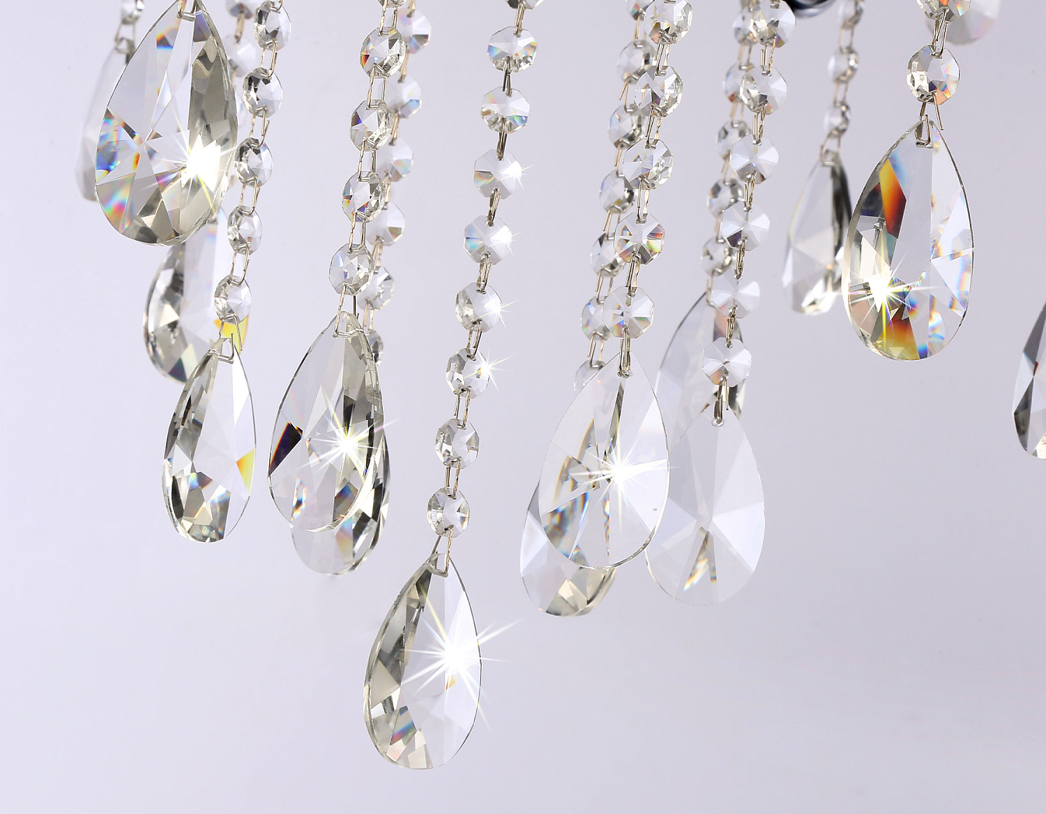 Подвесная люстра с абажурами и хрусталем TR4588/6 CH/SL хром/серебро E14/6 max 40W D660*570