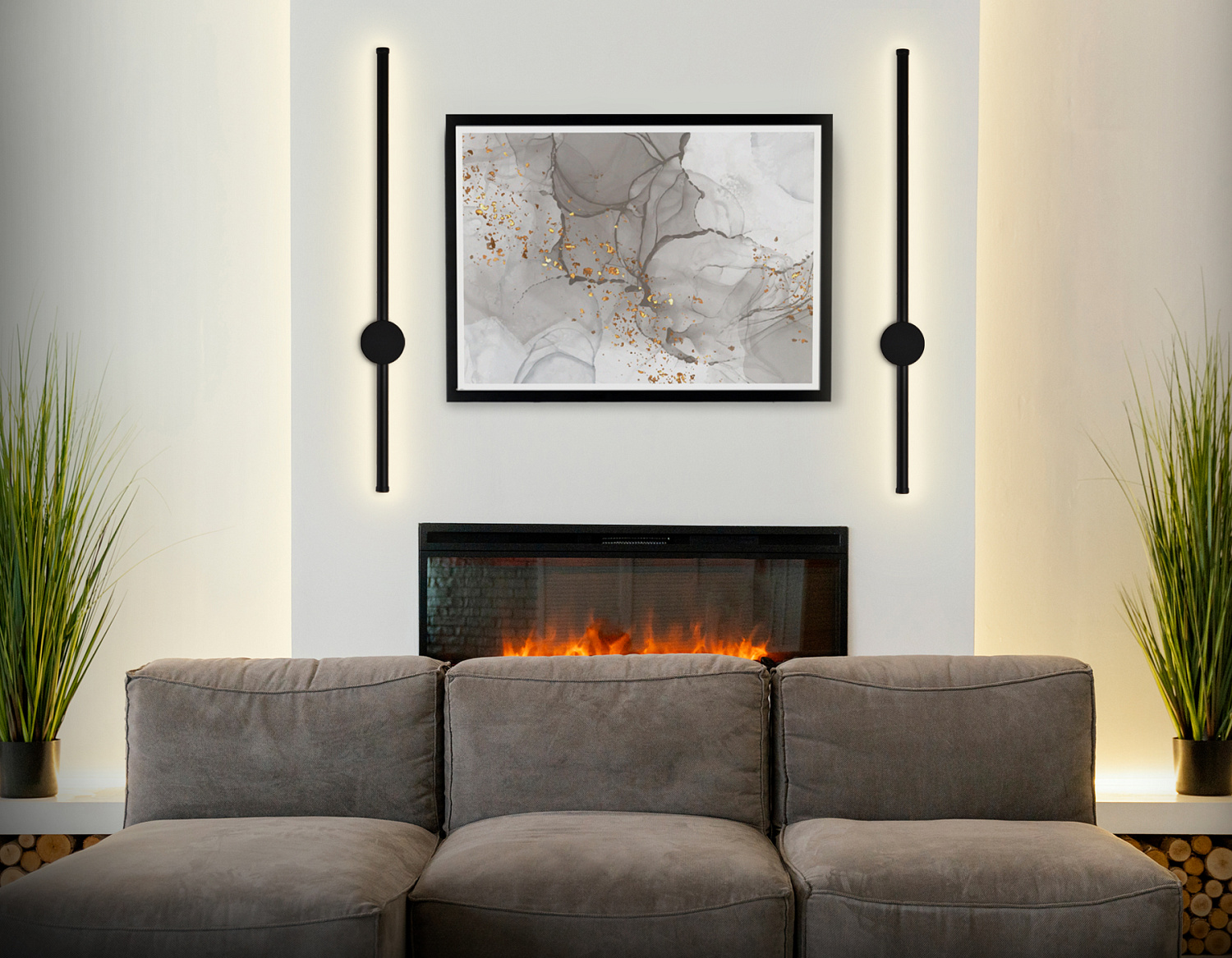 Настенный светодиодный светильник FL5202 SBK черный песок LED 3000K 8W 600*60*100