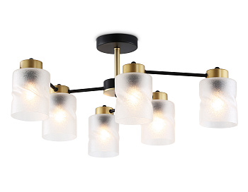 Люстра на штанге со стеклянными плафонами TR303325/6 BK/GD черный/золото E27/6 max 60W D680*270