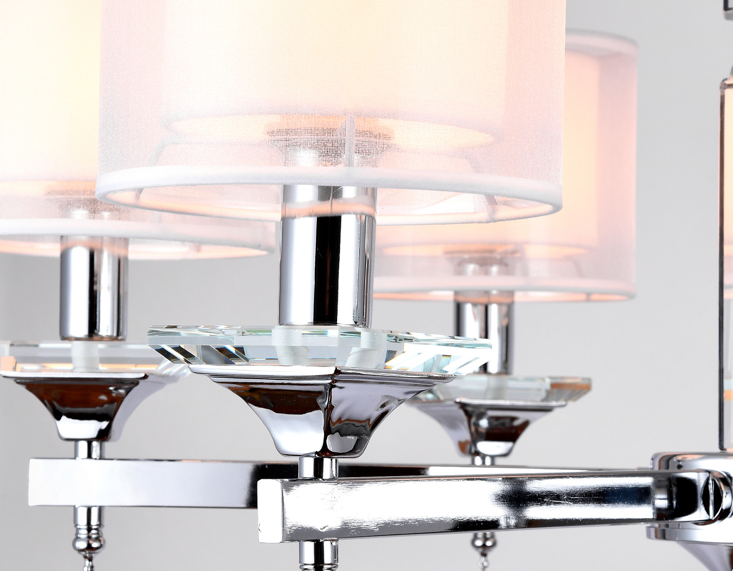 Подвесная люстра с хрусталем TR4533/6 CH/WH хром/белый E14/6 max 40W D700*560