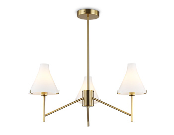 Люстра со стеклянными плафонами на штанге LH57131/3 BS/FR латунь/белый матовый E14/3 max 40W D650*590