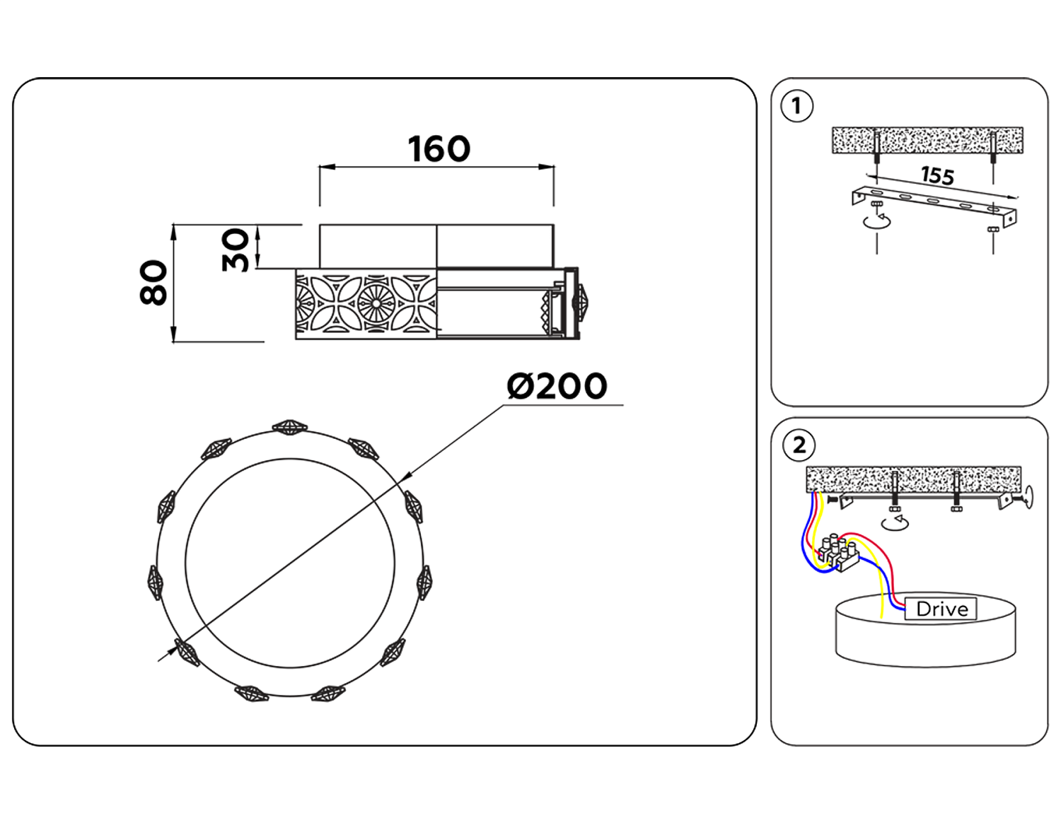 Настенно-потолочный светодиодный светильник с хрусталем FA9420 WH/CH белый/хром 3000K 16W D200*80