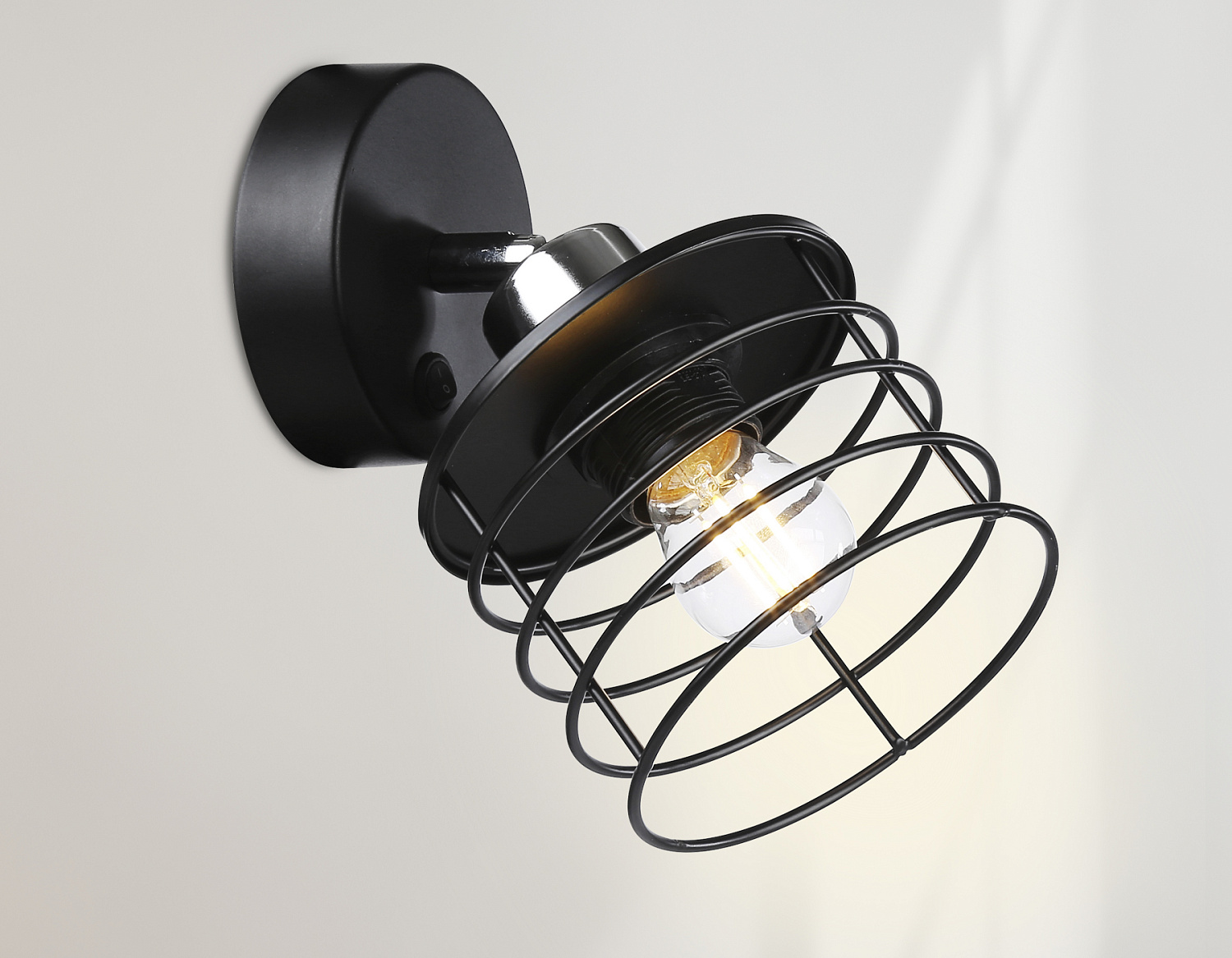 Накладной спот с выключателем в стиле лофт TR8088 BK/CH черный/хром E27 max 40W D120*200