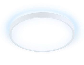 Потолочный светодиодный светильник с подсветкой FZ3001 WH белый IP44 24W+10W 6400+6400К D290*40 (Без ПДУ)