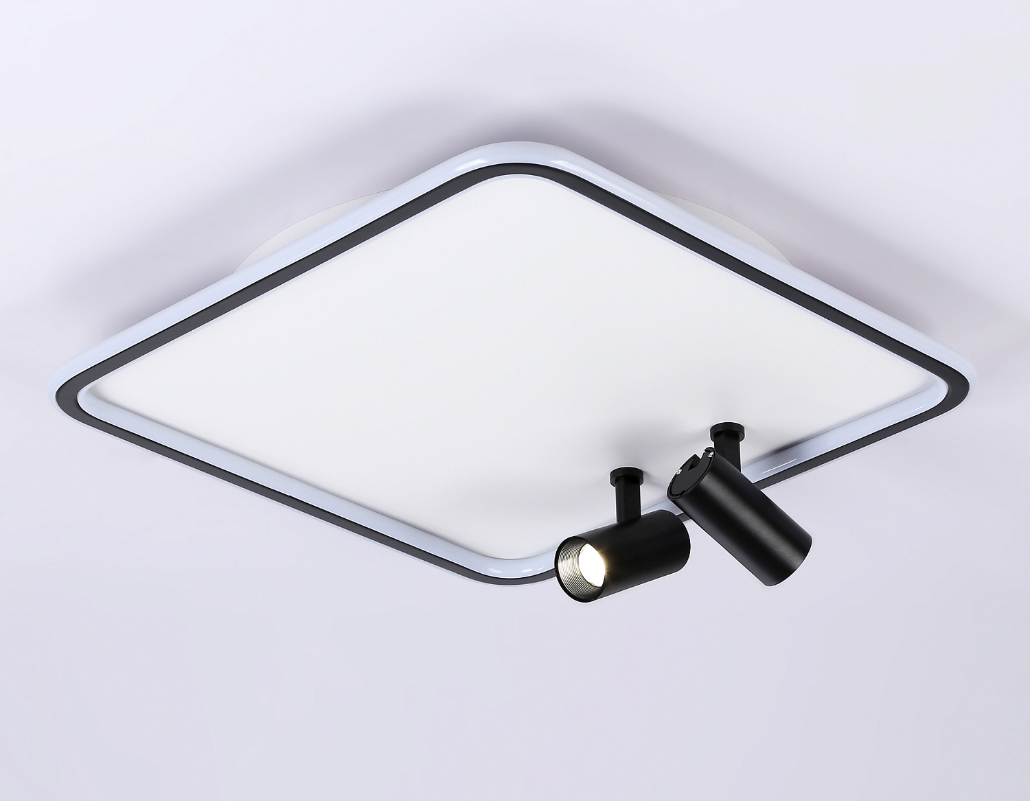 Потолочный светодиодный светильник с пультом управления FL5115/1+2 WH/BK белый/черный 97W 3000K-6400K 480*480*130 (ПДУ ИК)