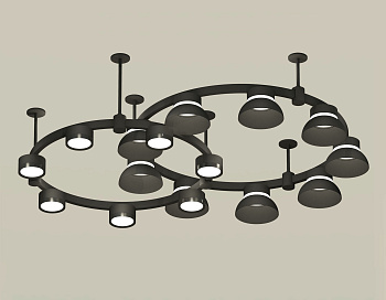 Комплект подвесного светильника Techno Ring с акрилом XR92221101/16 SBK/PBK/FR черный песок/черный полированный/белый матовый GX53