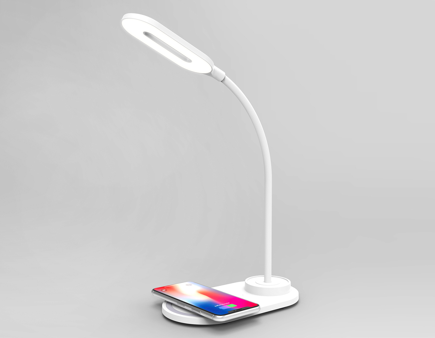 Светодиодная настольная лампа с беспроводной зарядкой DE588 WH белый LED 3000-6400K 3W